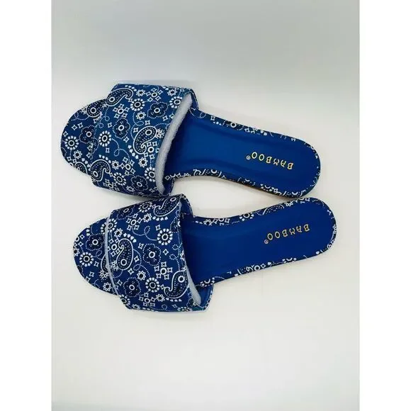 Bamboo Zest-16 Women's Blue Bandana Print Flat Sandals Size 7 New - Picture 3 of 8